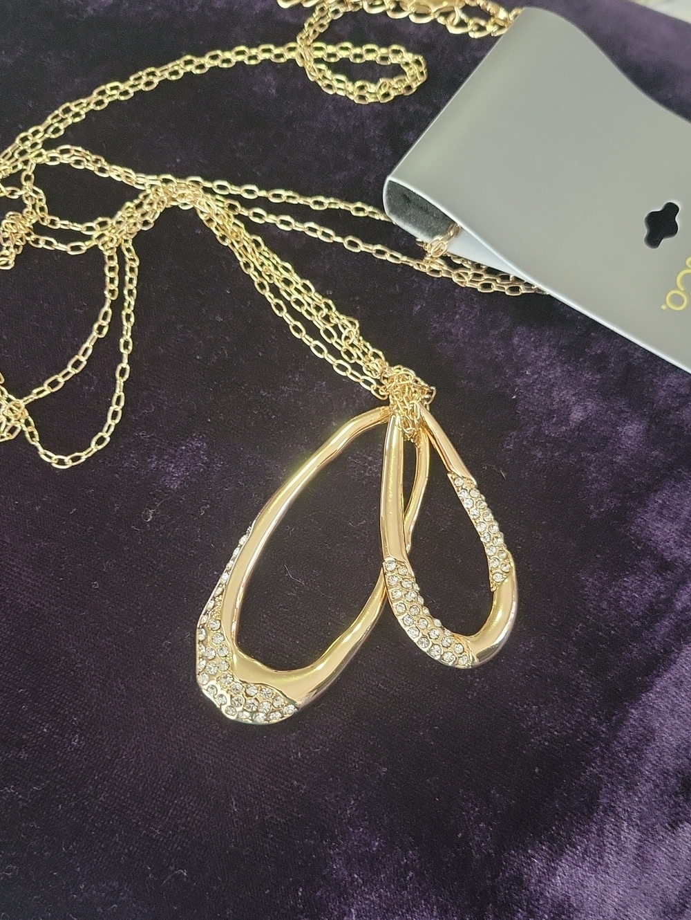 Style & Co. Gold Teardrop Crystal Pendant Necklace